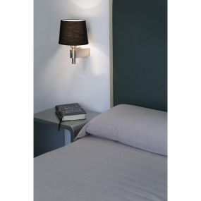 Faro Room - wandverlichting met schakelaar - 20 x 22,5 x 29 cm - zwart en satijn nikkel