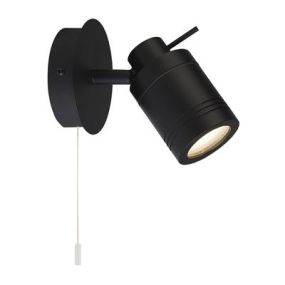Searchlight Samson - wandverlichting met trekschakelaar - 10 x 16 cm - IP44 - zwart