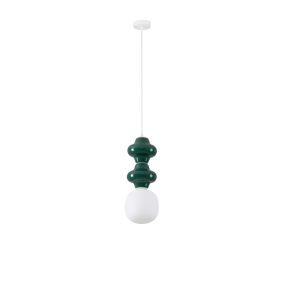 Nova Luce Clio - hanglamp - Ø 18 x 215 cm - jaspis, wit en opaalglas