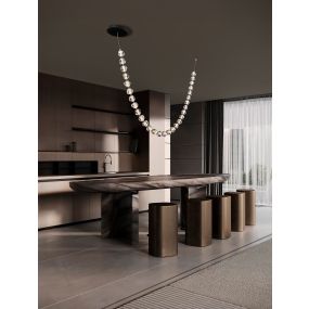Nova Luce Ifos - hanglamp - 10 x 385 cm - 119W dimbare LED incl. - zandzwart en chroomkleurig metaal