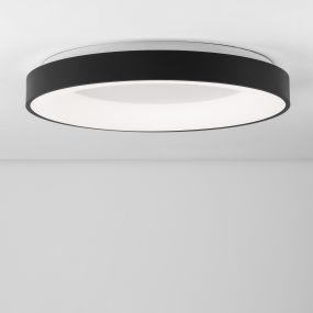 Nova Luce Rando Thin - plafondverlichting - Ø 60 x 9 cm - 50W dimbare LED incl. - zand zwart - warm witte lichtkleur
