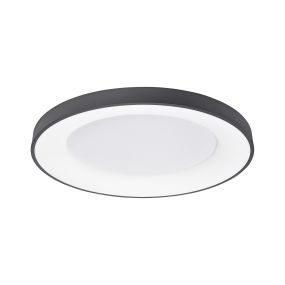 Nova Luce Rando Thin - plafondverlichting - Ø 60 x 9 cm - 50W dimbare LED incl. - zand zwart - warm witte lichtkleur