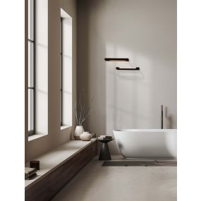 Nova Luce Arga - wandlamp - 45 x 4 x 10 cm - 12W LED incl. - IP44 - zandzwart