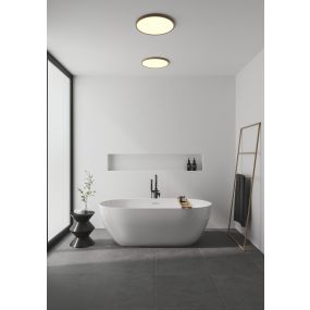 Nordlux Oja - badkamer plafondverlichting - Ø 42,4 x 2,3 cm - 24W dimbare LED incl. (2700K) - IP54 - houtfolie