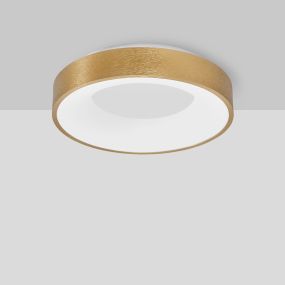 Nova Luce Rando Thin - plafondverlichting - Ø 38 x 9 cm - 30W dimbare LED incl. - geborsteld goud