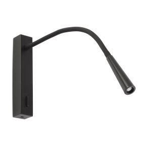 Faro Flin - wandverlichting met schakelaar - 35,6 x 3,5 x 27,3 cm - 3W LED incl. - mat zwart