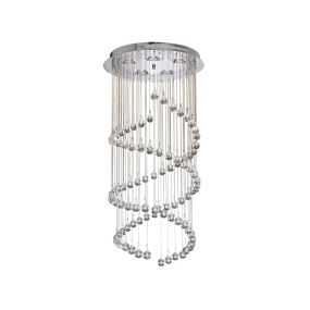 Searchlight Hallway - hanglamp - Ø 39 x 80 cm - chroom en transparant