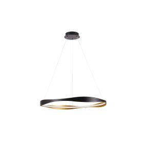 Nova Luce Dobi - hanglamp - Ø 80 x 120 cm - 40W dimbare LED incl. - zandzwart en goud