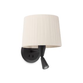 Faro Samba - wandverlichting met schakelaar - 21,5 x 19 x 17,3 cm - 3W LED incl. - zwart en beige