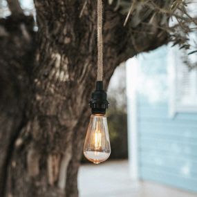 New Garden Arteixo - hanglamp met stekker - Ø 4,5 x 500 cm - IP54 - jute
