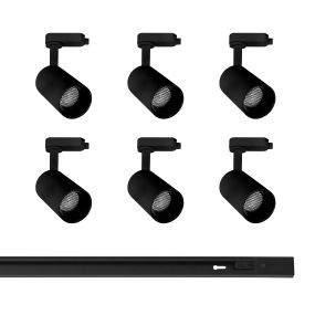 Nova Luce Track - 1-fase rail met 6 railspots - 200 x 13 x 6 cm - zwart