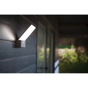 Lutec Pano - buiten wandverlichting - 14 x 13 x 19 cm - 17,5W LED incl. - IP54 - donkergrijs