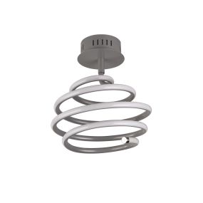 Searchlight Swirl - plafondverlichting - Ø 21 x 36 cm - 28W dimbare LED incl. - grijs en wit