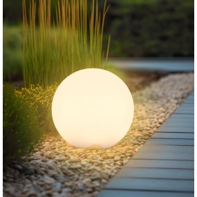 Century Italia Bolla Solar 25 - oplaadbare tafellamp op zonne-energie en met kabel - Ø 25 x 23 cm - 0,4W RGB+W LED incl. - IP44 - wit