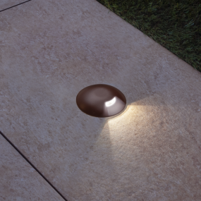 Century Italia Argo - grondspot met 1 venster - Ø5,8 x 6,5 cm - 0,75W LED incl. - 3000K - IP67 - bruin