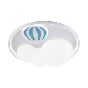 Zuma Line Balloon - plafondlamp - Ø 47 x 15 cm - 3 stappen dimmer - 42W LED incl. - wit met blauw