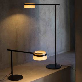 Faro Loop - tafellamp - 65 x 22 x 45 cm - 6W dimbare LED incl. - zwart en lichtbruin