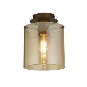 Searchlight Sweden - plafondverlichting - Ø 22 x 26 cm - mokka en amber