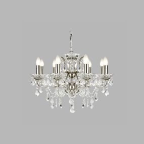 Searchlight Paris - luster - Ø 70 x 135 cm - satijn zilver