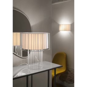 Faro Linda - tafellamp - Ø 40 x 47 cm - wit en beige