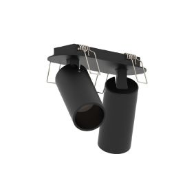 VK Lighting Coko - opbouwspot met inbouwrozet - 12,5 x 3,5 x 7,3 cm - Ø 60 mm opbouwmaat, 100 x 35 mm inbouwmaat - 2 x 6W LED incl. - zwart