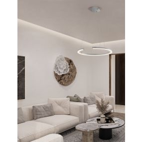 Nova Luce Elmo - hanglamp - Ø 64 x 125 cm - 48W dimbare LED incl. - chroom roestvrij staal