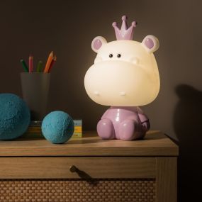 Zuma Line Animals Hippo - tafellamp - 19 x 32 cm - 3W dimbare LED incl. - violet