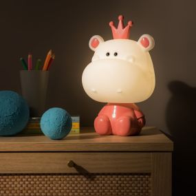 Zuma Line Animals Hippo - tafellamp - 19 x 32 cm - 3W dimbare LED incl. - roze