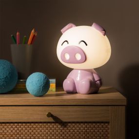 Zuma Line Animals Biggetje - tafellamp - 19,5 x 25,5 cm - 3W dimbare LED incl. - voilet