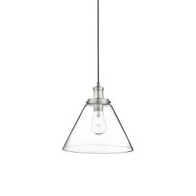 Searchlight Pyramid - hanglamp - Ø 29 x 100 cm - transparant en satijn zilver