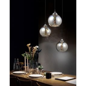 Nova Luce Bennett - hanglamp - Ø 35 x 120 cm - chroom