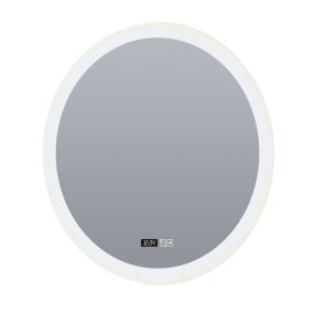 Searchlight - spiegellamp met verlichting en digitale klok - Ø 60 cm - 29W dimbare LED incl - IP44 - wit
