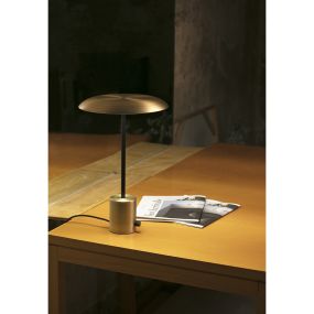 Faro Hoshi - tafellamp - Ø 26 x 40 cm - 12W dimbare LED incl. - goud en zwart