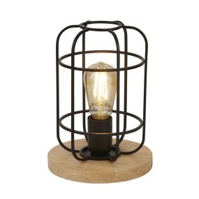 Searchlight Vision - tafellamp - Ø 18 x 25 cm - mat zwart en bruin