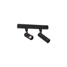 Nova Luce Lod 48V - dubbel lichtpunt magnetisch railsysteem - 24,5 x 10 x 2,5 cm - 2 x 5W dimbare LED incl. - zandzwart