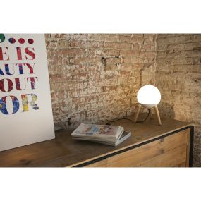 Faro Mine - tafellamp - Ø 21 x 30 cm - mat wit en lichtbruin - glas