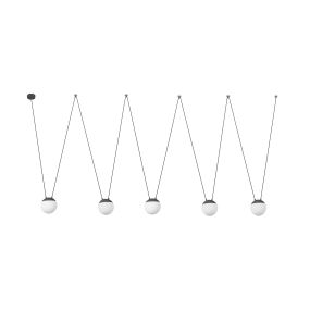 Faro Mine - hanglamp 5L - donkergrijs - glas