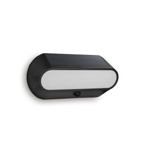 Century Italia Aura - buiten wandlamp op zonne-energie met sensor - 25 x 6,6 x 12 cm - 5W LED incl. - IP54 - zwart