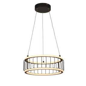 Searchlight Circolo - hanglamp - Ø 38 x 150 cm - 3 stappen dimbaar - 40W LED incl. - zwart en wit