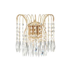 Searchlight Waterfall - wandverlichting - 25 x 26 cm - goud en transparant