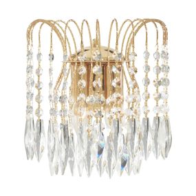 Searchlight Waterfall - wandverlichting - 25 x 26 cm - goud en transparant