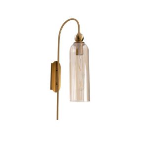Maxlight Campanila - opbouw wandlamp - 22 x 56 cm - messing en amberkleurig glas