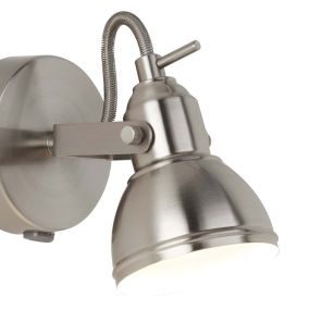 Searchlight Focus - wandspot met schakelaar - 9 x 13 cm - satijn zilver