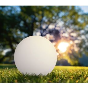 Century Italia Bolla Solar 40 - oplaadbare tafellamp op zonne-energie en met kabel - Ø 40 x 39 cm - 0,9W RGB+W LED incl. - IP44 - wit