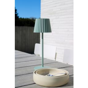Lucide Justine - draadloze buiten tafellamp met laadstation - Ø 13,5 x 38 cm - 2W dimbare LED incl. - IP54 - groen