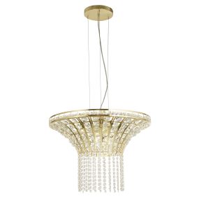 Searchlight Gemma - hanglamp - Ø 60 x 155 cm - satijn messing en transparant