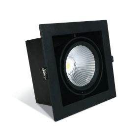 ONE Light COB Box Type Shop - inbouwspot - 185 x 185 mm, 160 x 160 mm inbouwmaat - 30W LED incl. - zwart - warm witte lichtkleur