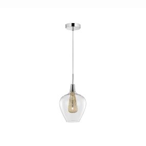 Nova Luce Filo - hanglamp - Ø 18 x 120 cm - chroom en goud