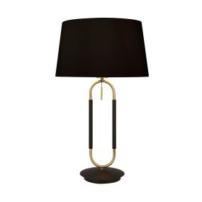 Searchlight Jazz - tafellamp - Ø 37 x 63 cm - zwart en satijn messing