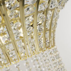 Searchlight Gemma - hanglamp - Ø 60 x 155 cm - satijn messing en transparant